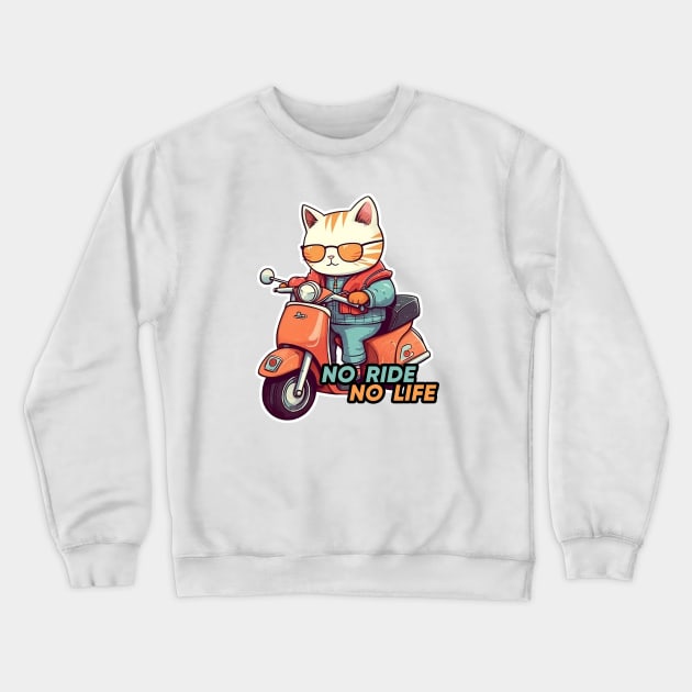 Kawaii cat riding scooter Crewneck Sweatshirt by AestheticsArt81